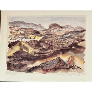 Burning Bush  Lithograph Print #190 Signed by Pauline Blandina Dominican Easter